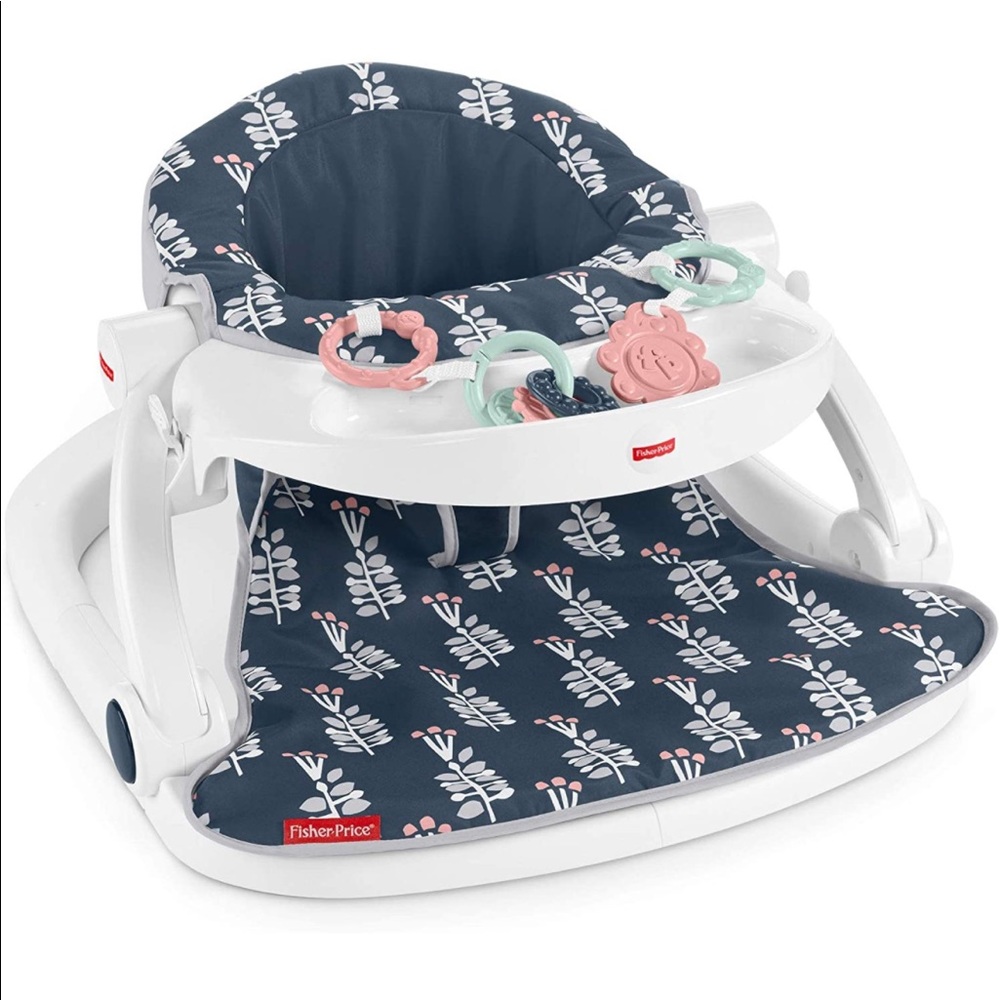 Fisher-Price Sit-Me-Up Floor Seat with Tray - Navy Garden, Infant Chair